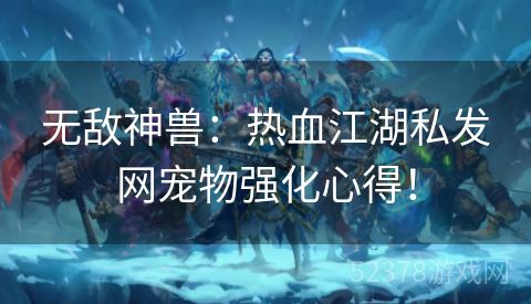 无敌神兽：热血江湖私发网宠物强化心得！