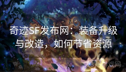 奇迹SF发布网：装备升级与改造，如何节省资源