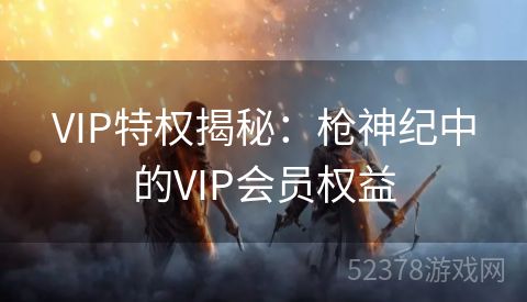 VIP特权揭秘：枪神纪中的VIP会员权益