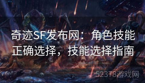 奇迹SF发布网：角色技能正确选择，技能选择指南