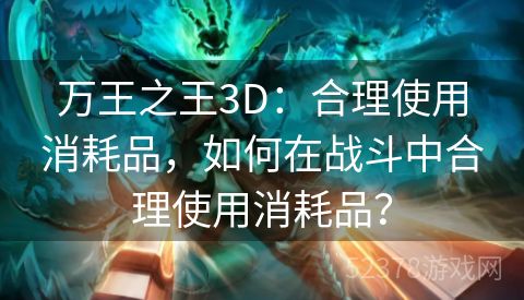 万王之王3D：合理使用消耗品，如何在战斗中合理使用消耗品？