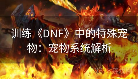 训练《DNF》中的特殊宠物：宠物系统解析