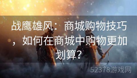 战鹰雄风：商城购物技巧，如何在商城中购物更加划算？