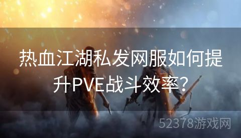 热血江湖私发网服如何提升PVE战斗效率？