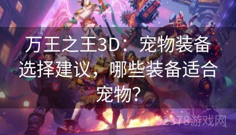 万王之王3D：宠物装备选择建议，哪些装备适合宠物？