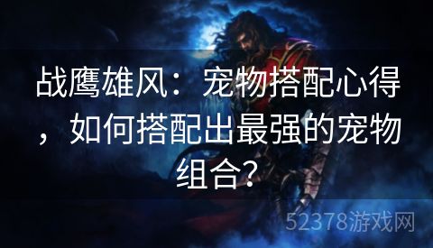 战鹰雄风：宠物搭配心得，如何搭配出最强的宠物组合？