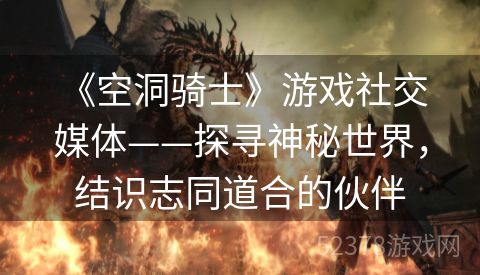  《空洞骑士》游戏社交媒体——探寻神秘世界，结识志同道合的伙伴